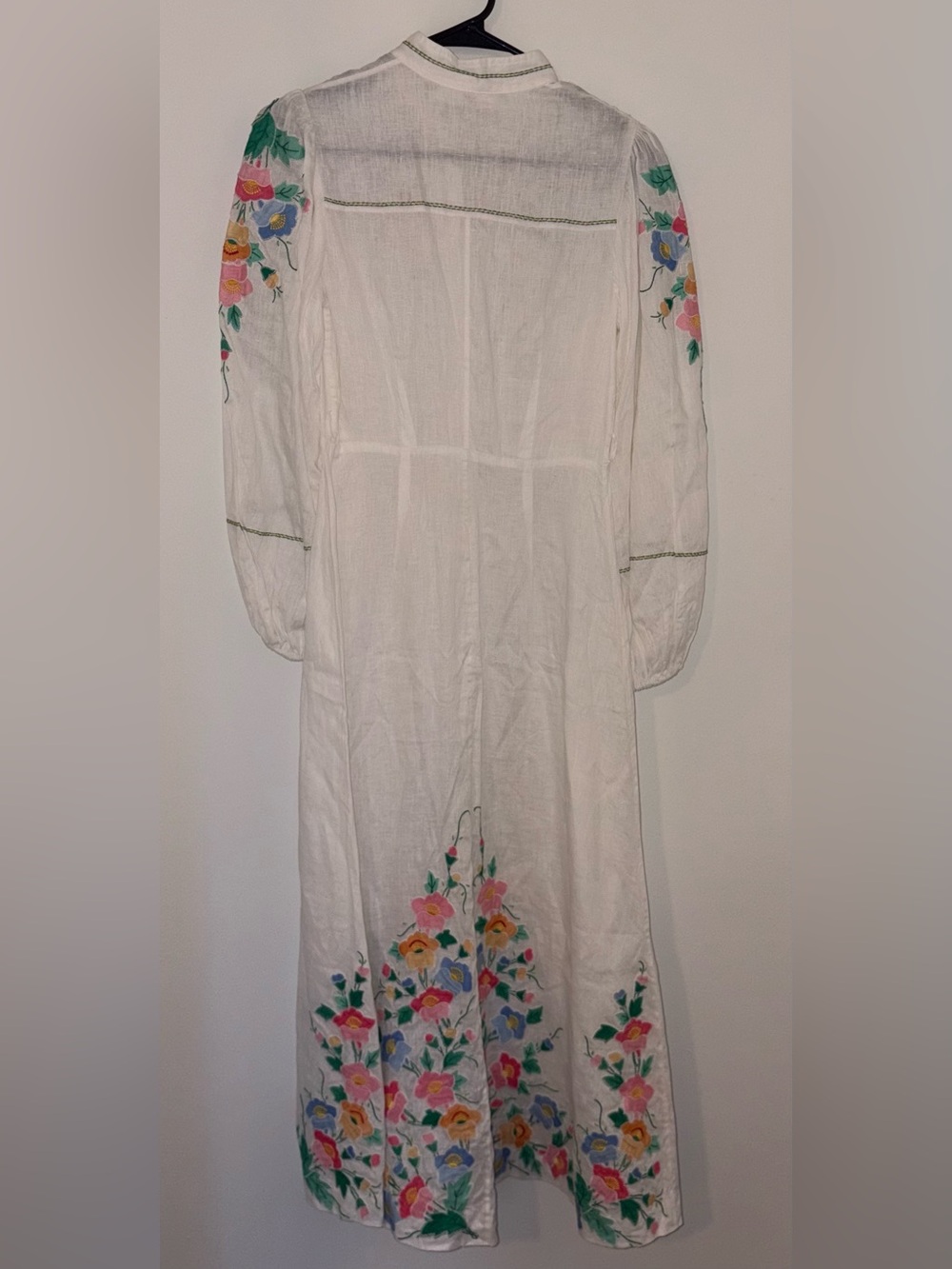 Zimmermann White Linen Maxi Dress Fiesta Embroidery Size 0 **See Description** - Picture 3 of 6